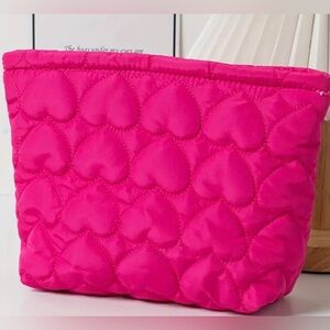 pink heart cosmetic pouch